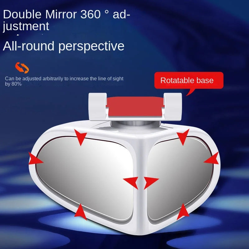 Petit rétroviseur rond de voiture, rétroviseur grand angle pour roues avant et arrière, rétroviseur auxiliaire double face, rétroviseur latéral grand angle réglable à 360 ° pour voiture