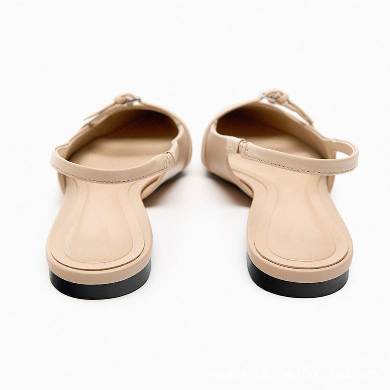 Women's Fashion Pointed Toe Toe Cap Strap Empty French Sandals