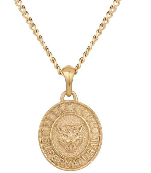 Collar con colgante chapado en oro de 18 quilates con moneda de acero inoxidable y brújula para hombre