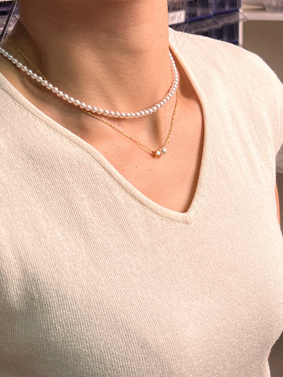 925 Sterling Silver Square Diamond Natural Freshwater Pearl Pendant