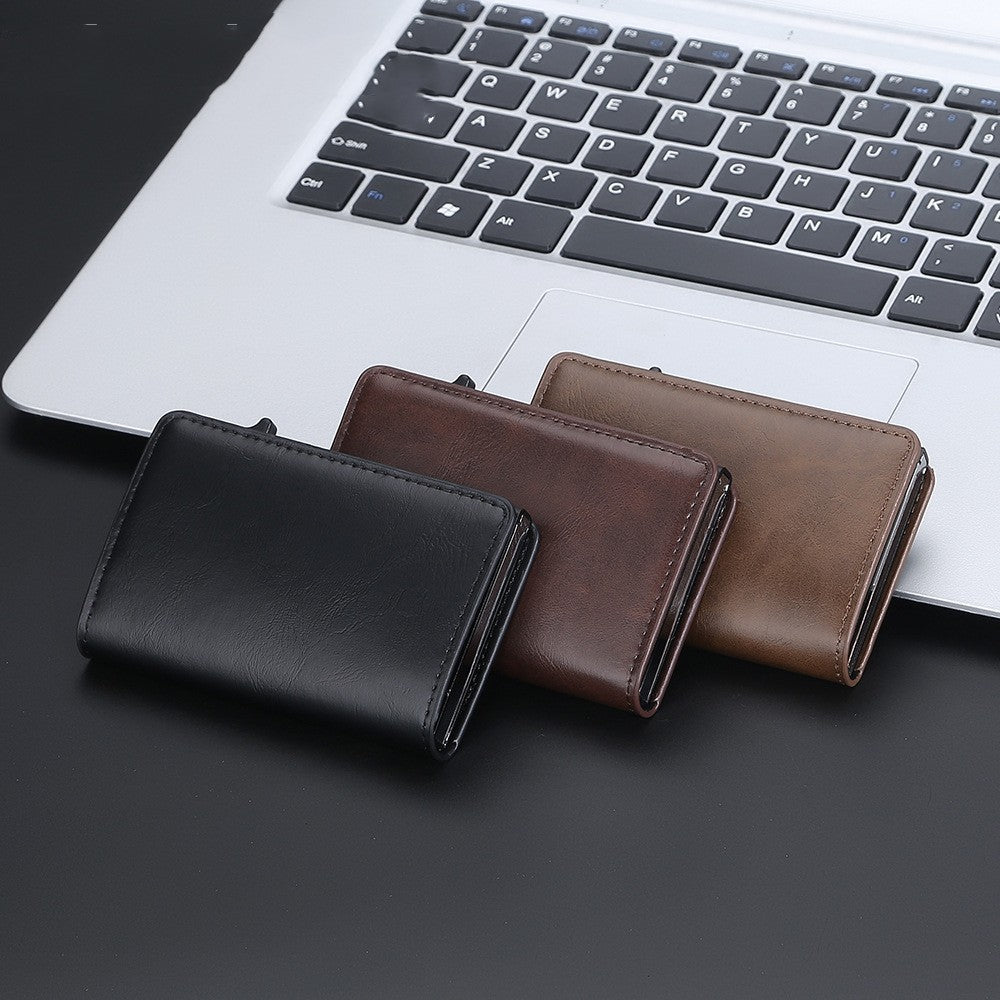 Pince à cartes anti-démagnétisation en cuir Crazy Horse pour hommes