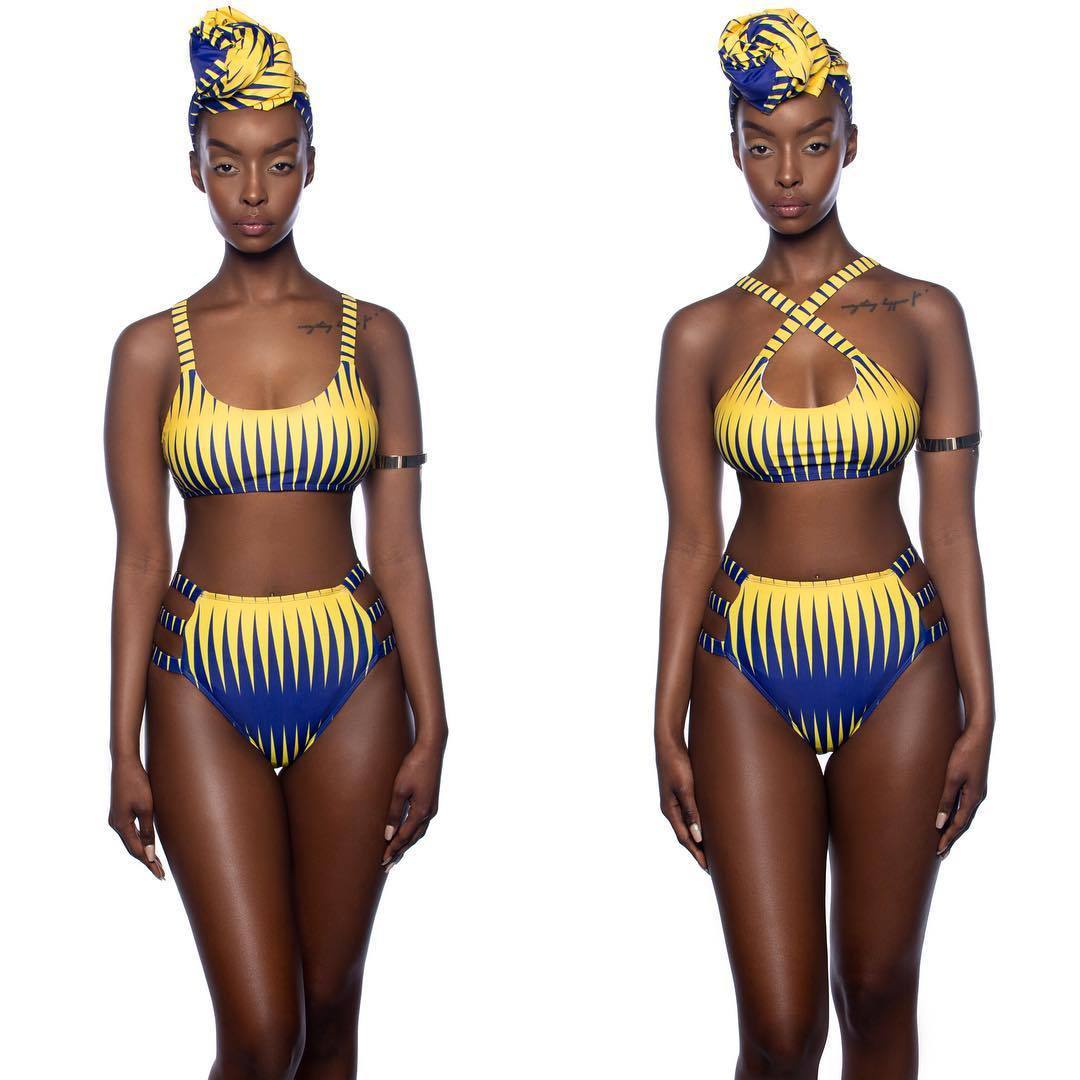 Bikini fendu taille haute