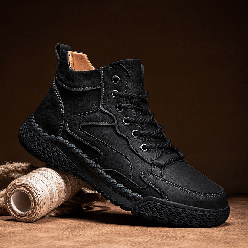 Zapatos de cuero de caña alta con aislamiento de felpa de invierno