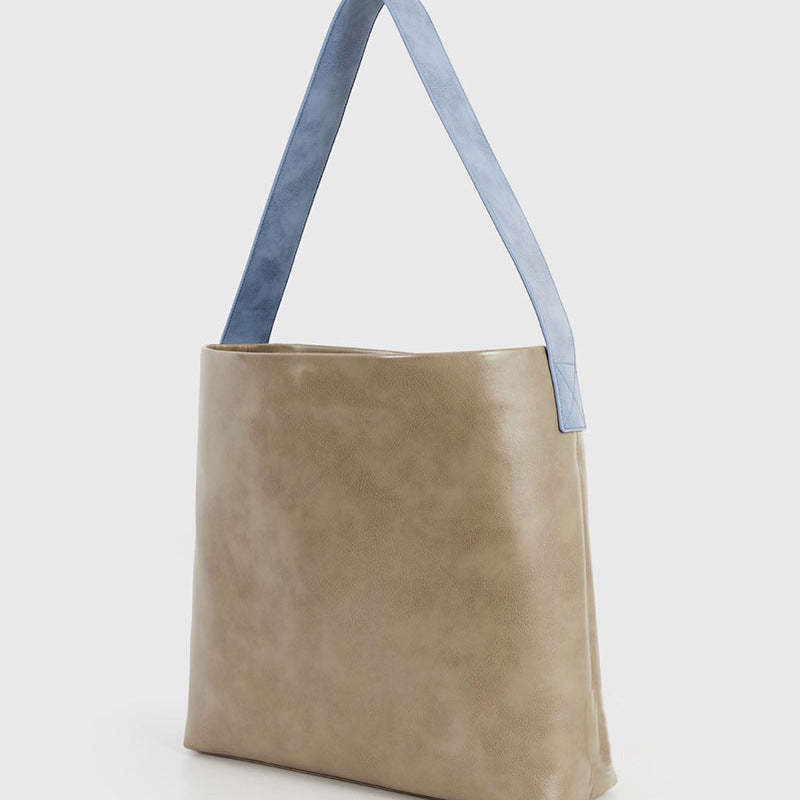 Sac à main à bandoulière de grande capacité de couleur contrastée