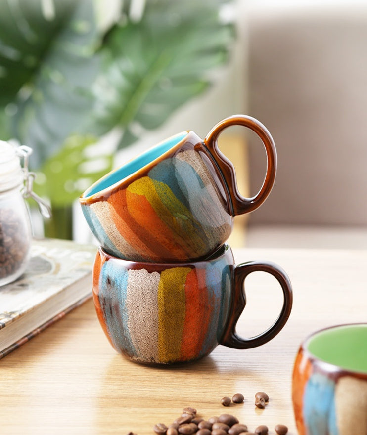 Tasse en céramique créative, tasse à lait, tasse à eau, tasse à café, tasse de petit déjeuner, tasse à couple, tasse avec couvercle, cuillère