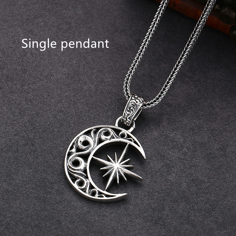 925 Sterling Silver Moon Asterism Necklace Pendant