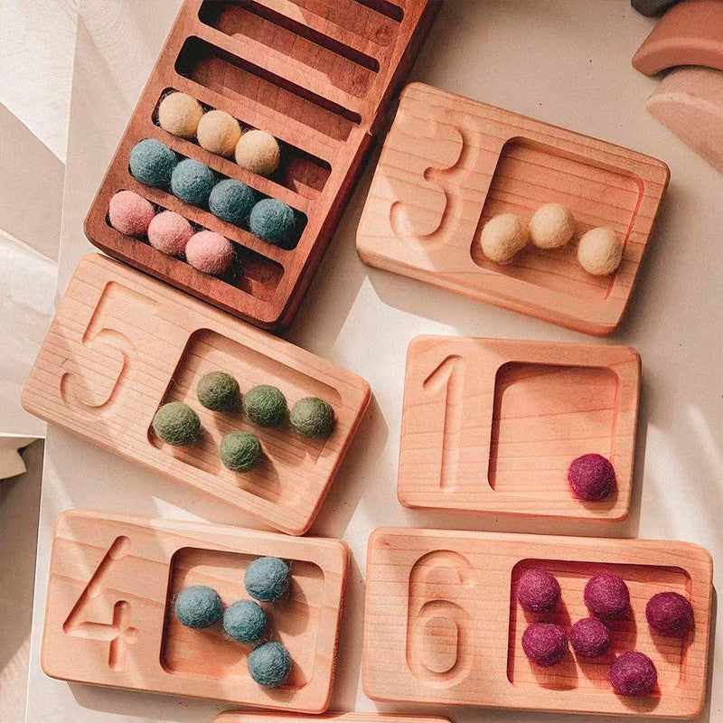 Jouets Montessori en bois, cadre en noyer, planche de comptage, plateau pyramidal, engourdissement numérique