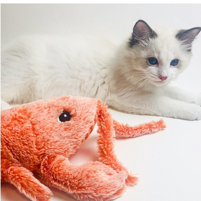 Jouets pour animaux de compagnie électrique saut de crevettes USB charge Simulation homard drôle chat en peluche animaux jouet