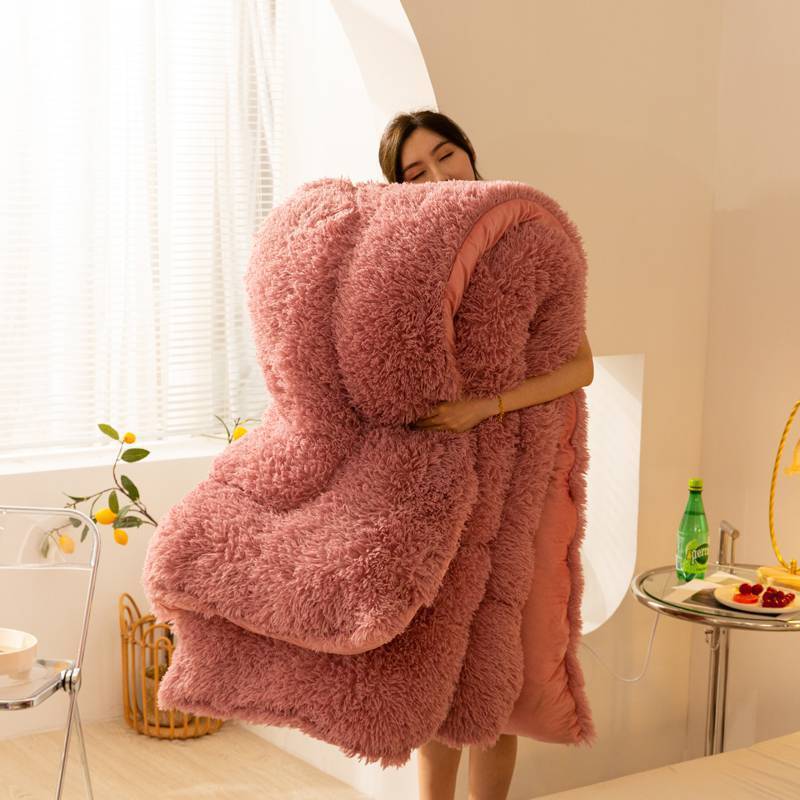 Couette d'hiver chaude et épaisse en velours de cristal de vison polaire longue et super douce