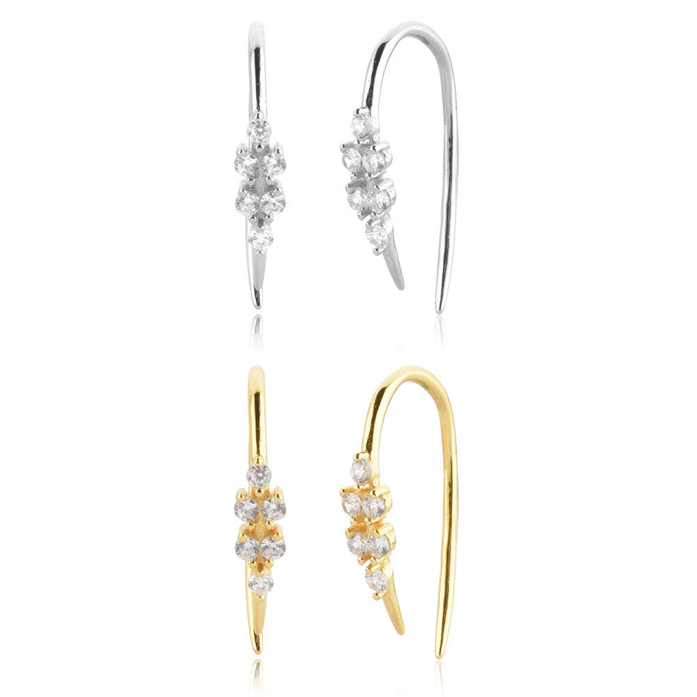 Boucles d'oreilles piercing en argent sterling S925 et zircon, clous d'oreilles