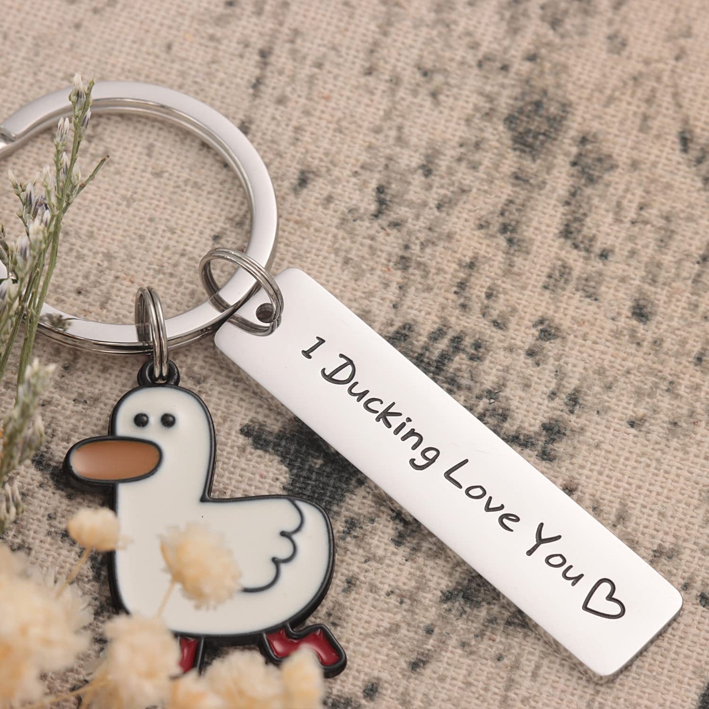 Porte-clés drôle en forme de canard, cadeau d'amoureux, jeu de mots de canard mignon, bijoux pour Couples, cadeau de saint valentin pour petit ami et petite amie