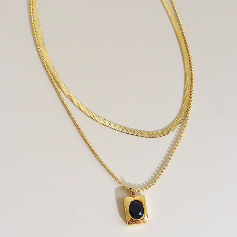 Collier à double clavicule simple, européen et américain, double couche
