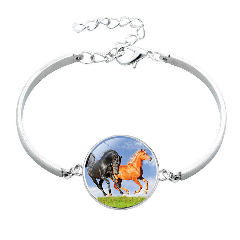 Animal Horse Glass Time Stone Bracelet