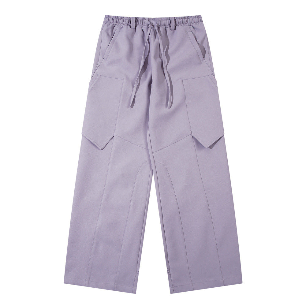 Men's Split Deconstruction Design Stitching Straight Casual Trousers