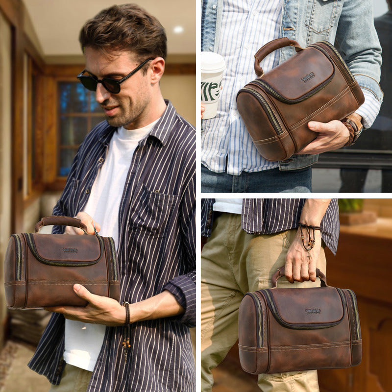 Sac multi-entraînement en cuir de vache vintage, pochette portable