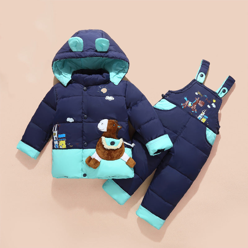 Costume de veste en duvet épais décontracté pour enfants