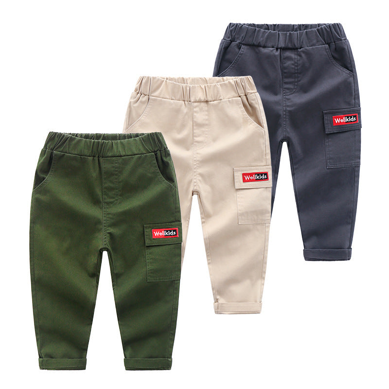 Pantalon décontracté pieds slim en coton pour enfants