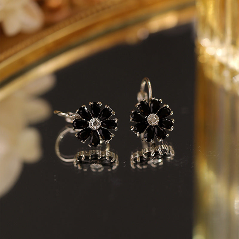 Boucles d'oreilles rondes à fleurs colorées en Zircon AAA, simples, classiques, en cristal