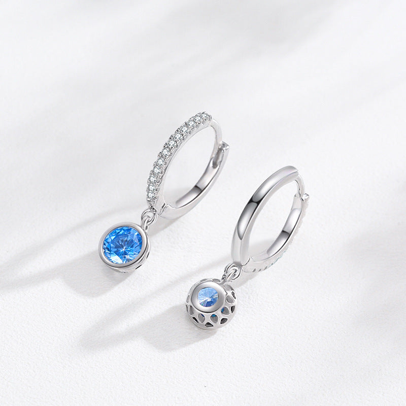 Sterling Silver Blue Artificial Diamond Earrings