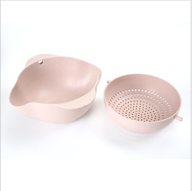 Organizador de lavandería para cocina, cuenco de plástico para frutas y arroz, colador de arroz, cesta de lavado