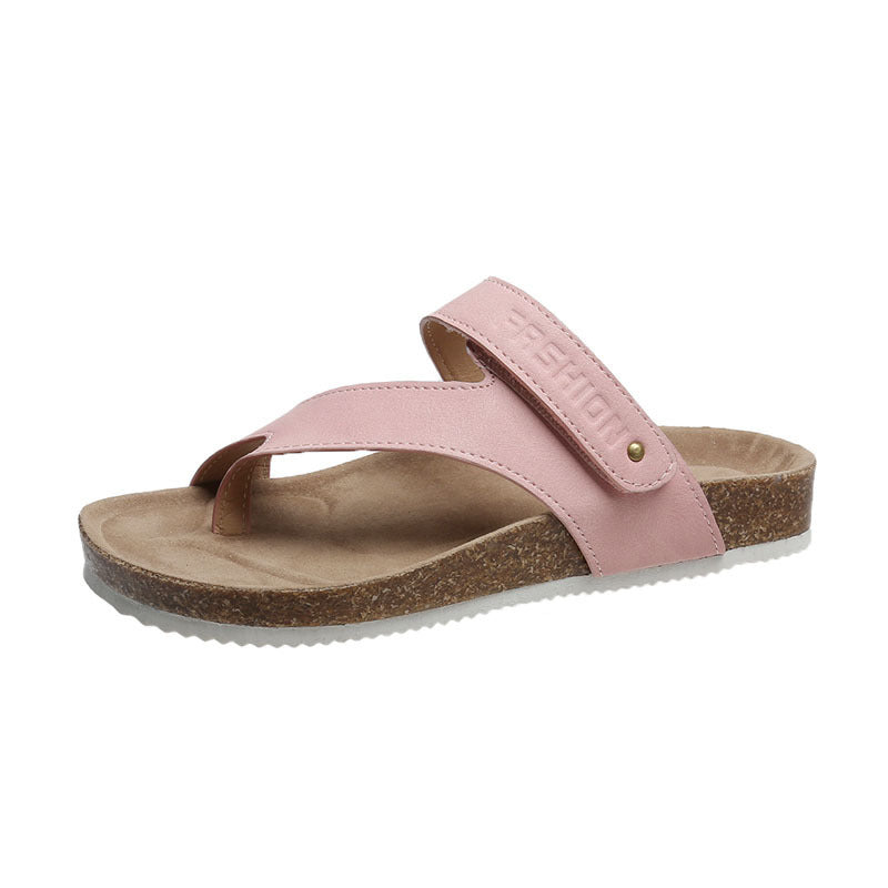 Chaussures de plage tongs à semelle épaisse avec anneau d'orteil plat
