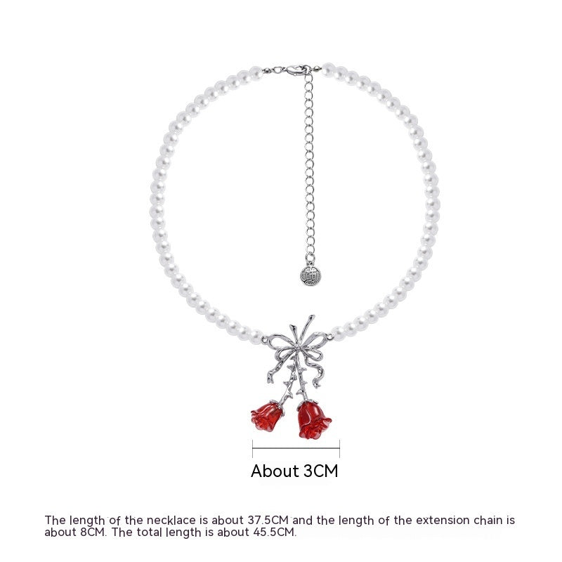 Red Rose Bow Earrings For Women