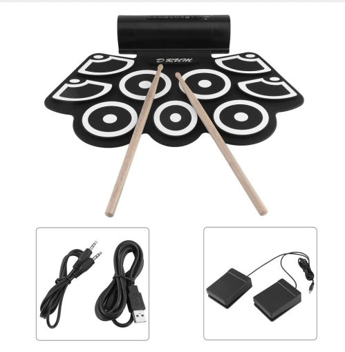 TSAI – tambour électronique numérique, haut-parleur intégré, Portable, rouleau électronique, Instrument de pratique pliable professionnel 