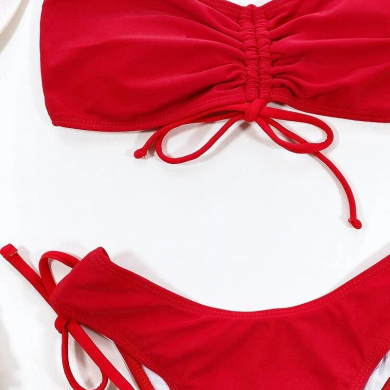 Maillot de bain une pièce bikini de couleur unie pour femme
