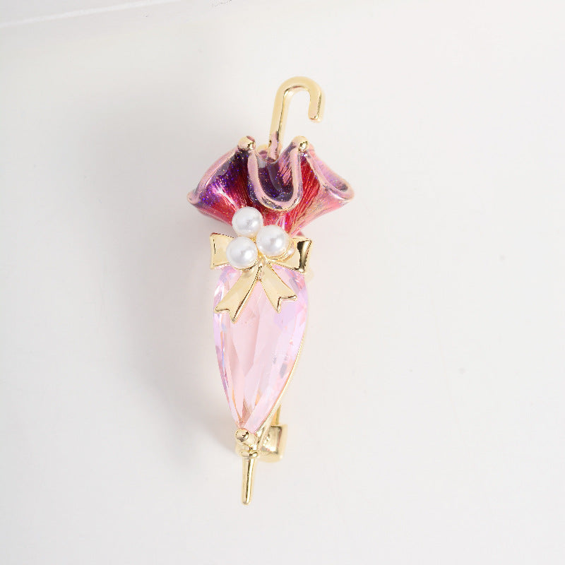 Accessoires créatifs d'épingle de vêtements de Zircon d'émail de parapluie