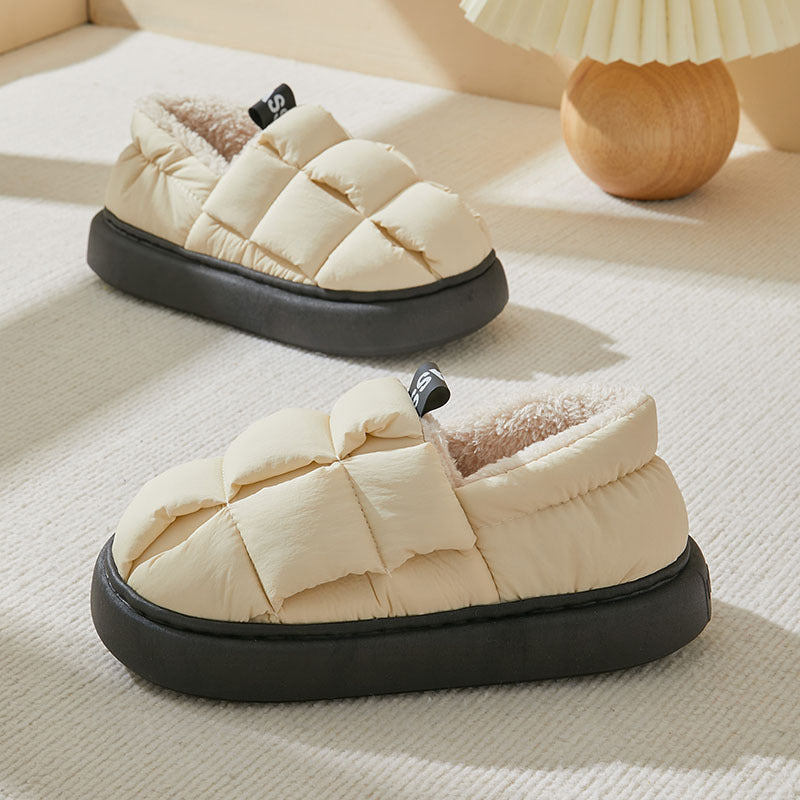 Chaussures en coton pour Couples, couleurs simples assorties, Surface supérieure douce, vêtements chauds pour la maison