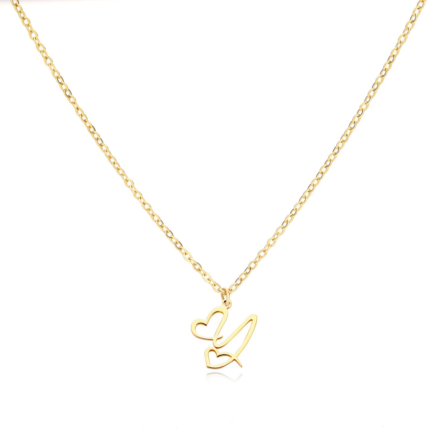 Collier créatif en acier inoxydable avec pendentif lettre cœur Simple pour femmes