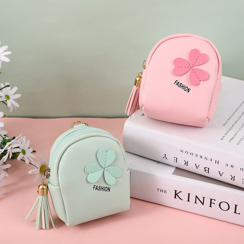 Japón y Corea del Sur lindo monedero cuero chica