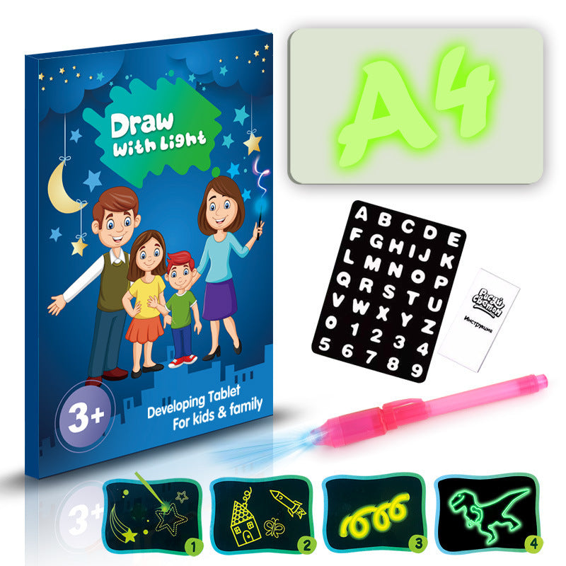 Jouet éducatif tapis de dessin 3D magique 8 effets de lumière Puzzle planche carnet de croquis