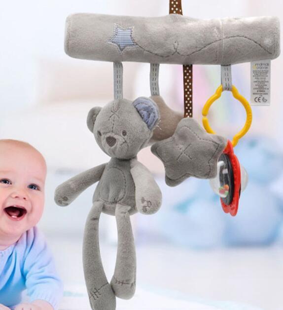 Hochets pour bébé en bas âge, jouets pour poussette, berceau, doux, lapin, ours, jouets suspendus, peluche, apaiser, poupée, accessoires de lit