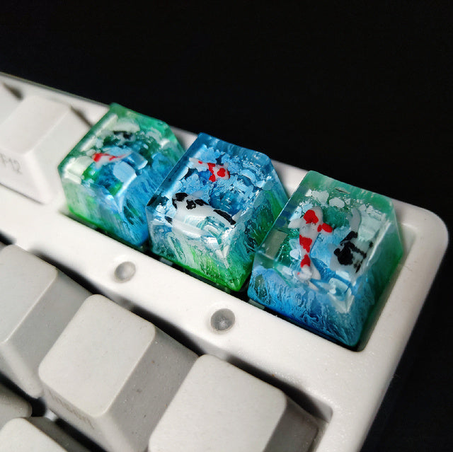 Scenery Koi Backspace Resin Keycaps For Cherry Mx Switch