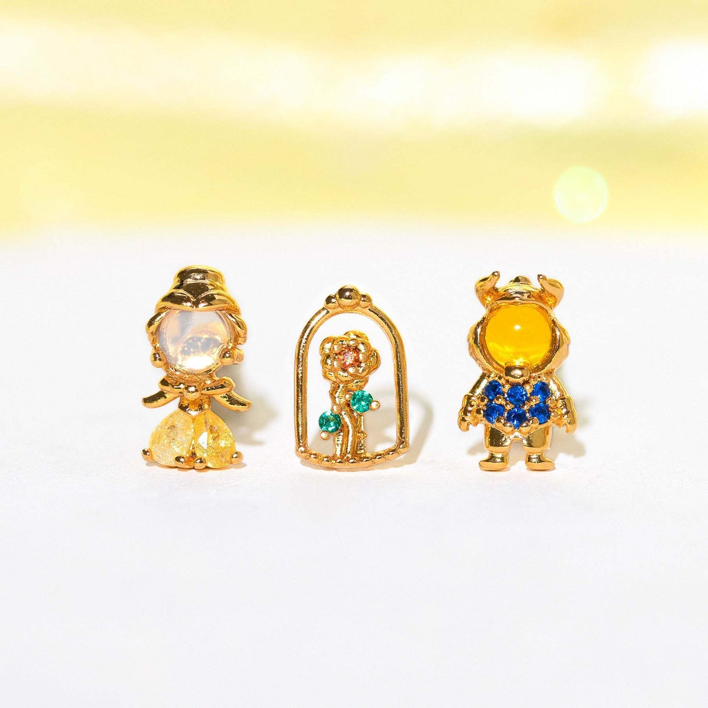 Boucles d'oreilles trois pièces de dessin animé, boucles d'oreilles de costume