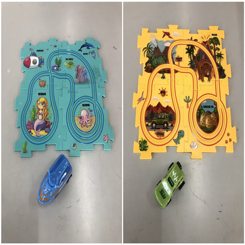 Puzzle pour enfants, vitesse de chemin de fer électrique, assemblage de voiture électrique automatique, scène de ville, Construction, jouet éducatif, cadeau