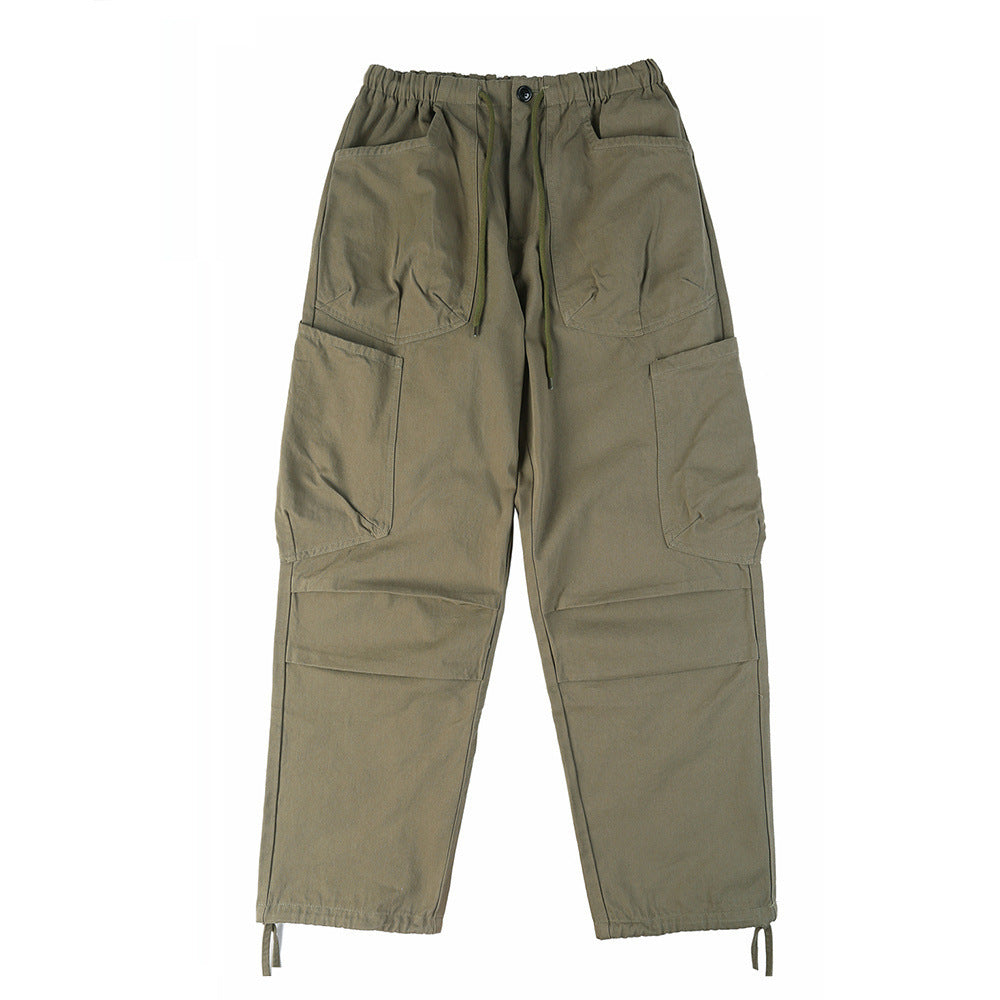 American Japanese Pleated Casual Pants Ankle Drawstring Sports Trousers