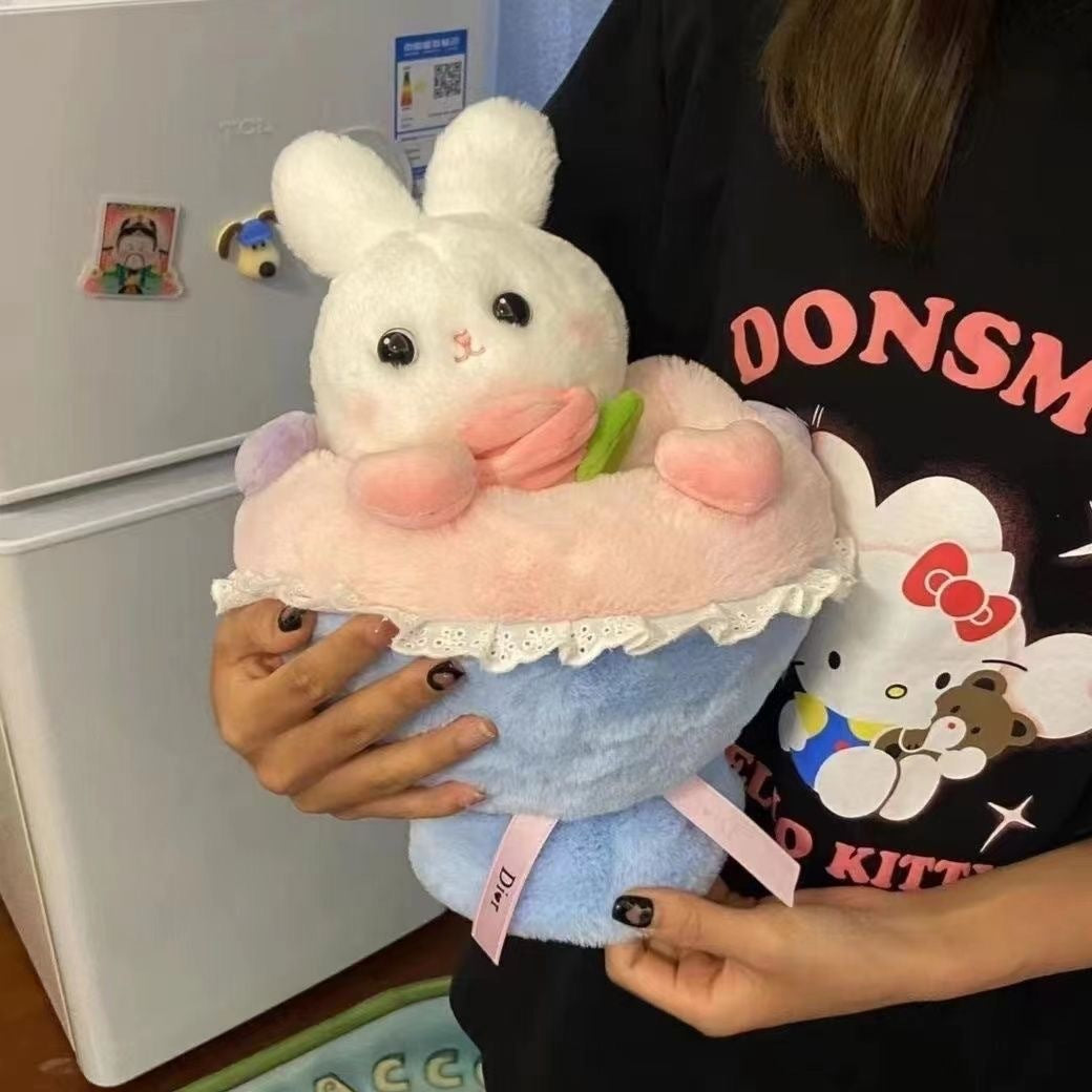 Poupée en peluche de dessin animé de lapin Bouquet
