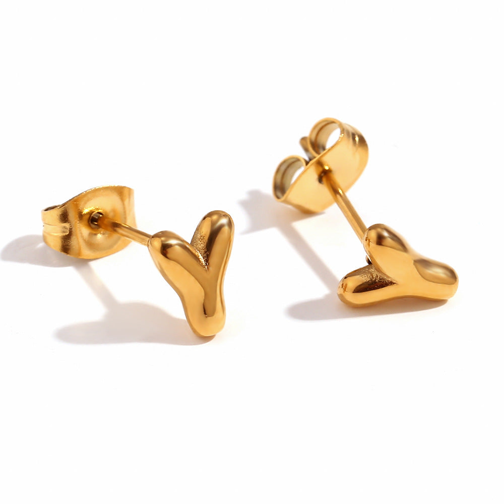 Titanium Steel Earrings 18K Gold Mini Alphabet Letter Earrings Women