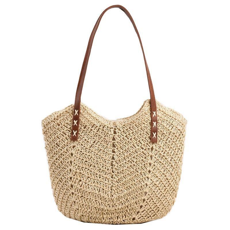 Bolso tejido de gran capacidad con un solo hombro estilo vacaciones