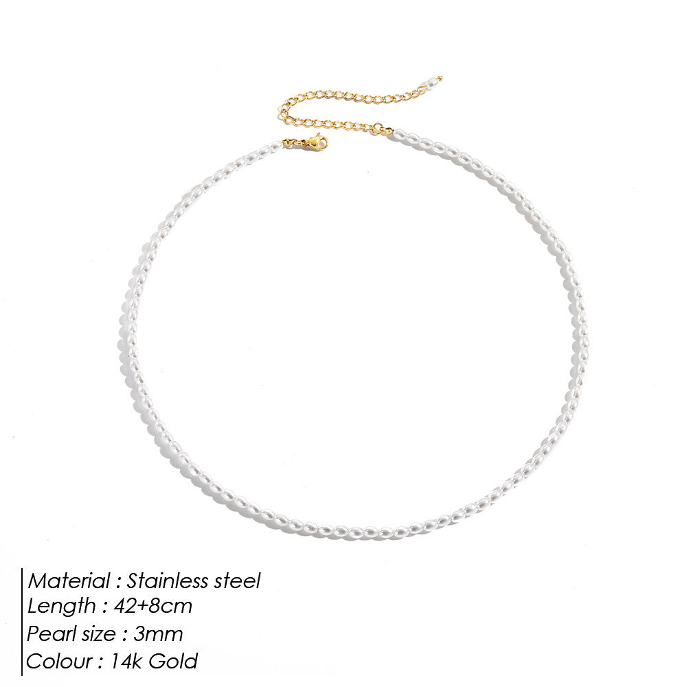 Niche Ins Style Oval Shell Pearl And Pearl Necklace Simple All-match Clavicle Chain