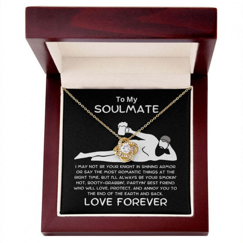 Collier avec pendentif trèfle à quatre feuilles, cœur d'éternité, Design creux