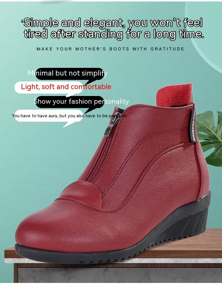Chaussures de sport à talon moyen et fond souple, bottines de danse pour personnes d'âge moyen et âgées, bottines à fermeture éclair