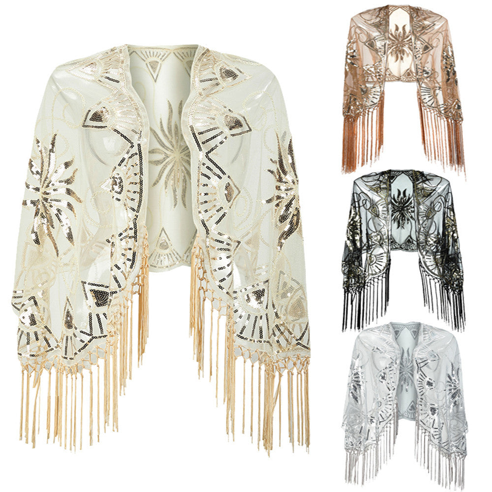 Flapper Gatsby Party Mesh Short Cover Up Accessoire de robe