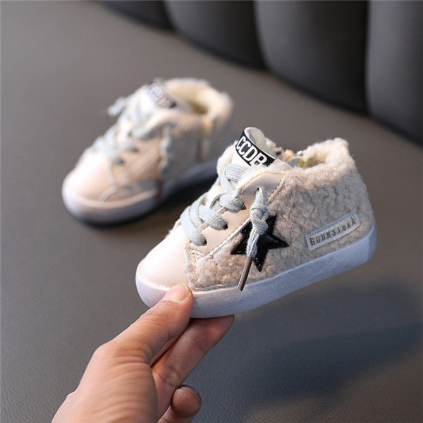 Deux baskets en coton et chaussures rembourrées en velours pour filles, chaussures blanches en coton
