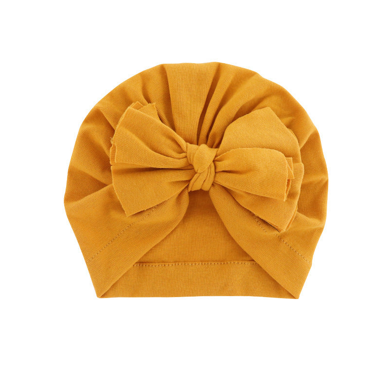Chapeau à capuche avec turban enveloppé de nœud papillon, chapeau de couleur unie