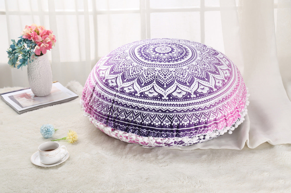Oreillers de sol Mandala colorés, Ottoman rond, coussin de méditation bohème, Pouf
