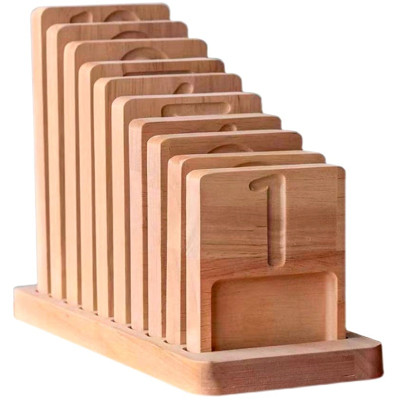 Jouets Montessori en bois, cadre en noyer, planche de comptage, plateau pyramidal, engourdissement numérique