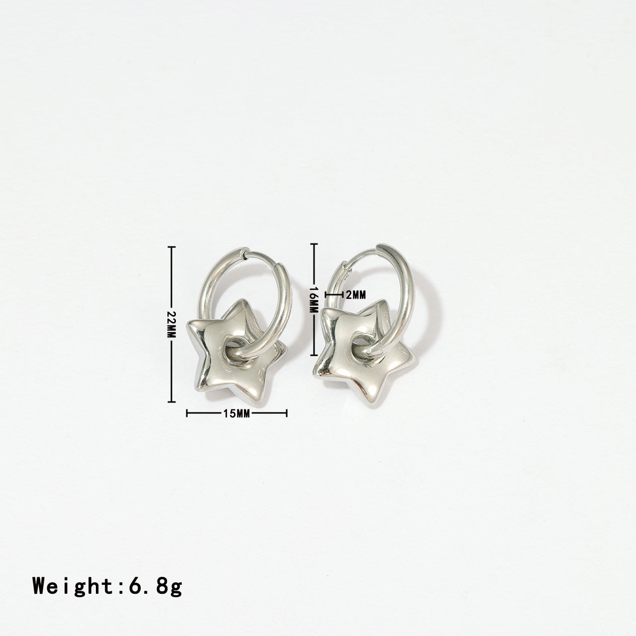 Boucles d'oreilles étoiles en acier titane assorties à la mode